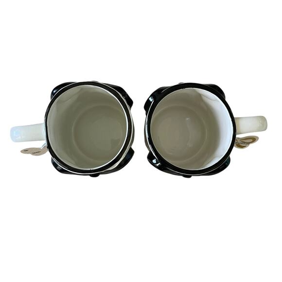 Sheffield Home Hand Painted Large Black Bow Embossed Mug Set of 2 White New - Picture 4 of 15